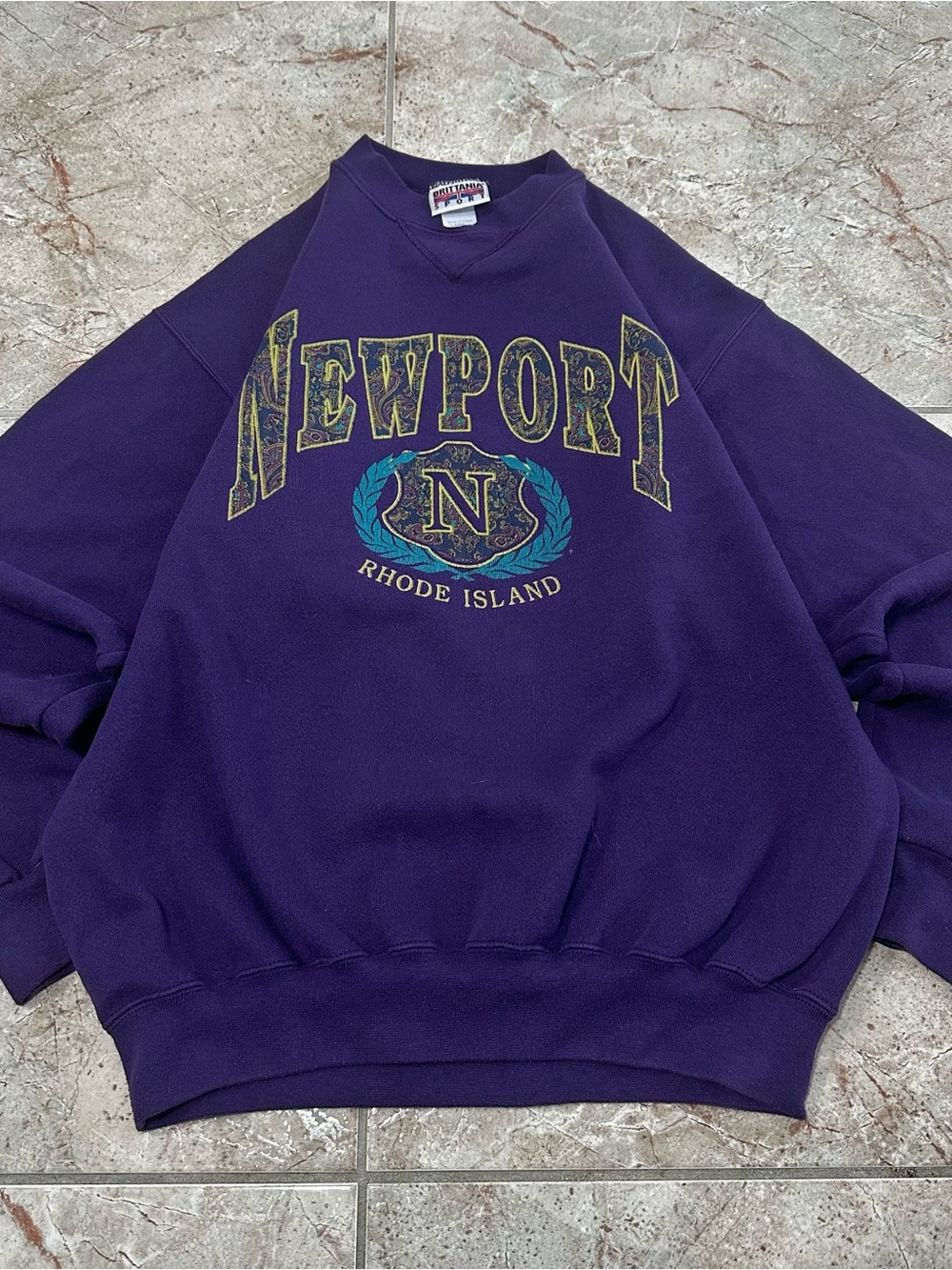 Vintage 90s Newport Rhode Island Sweatshirt Purple Crewneck Made USA Large